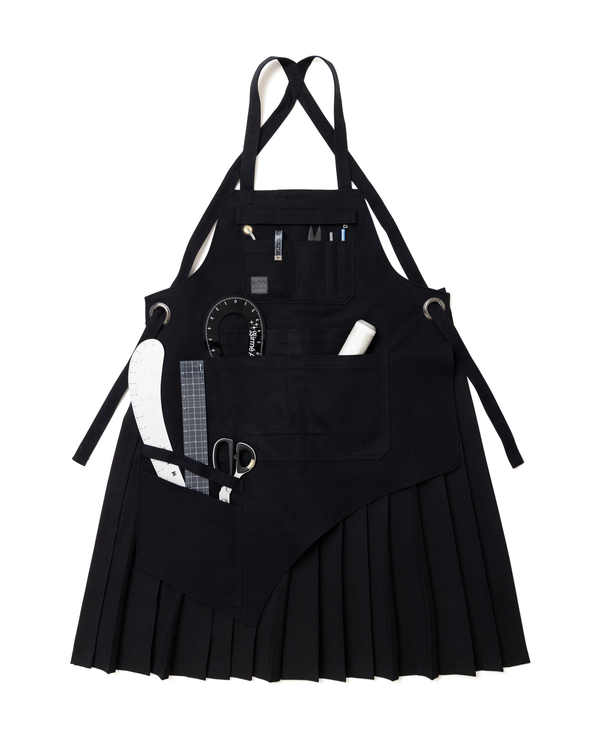 Asymmetrical Full Bib Apron + Pleat Attachment